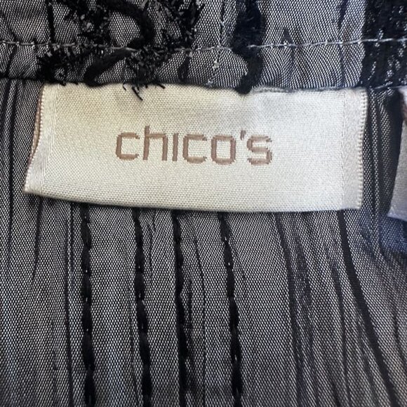3 for $15 Chico's Metallic Silver Black Embellishments Open Front Jacket M - Picture 5 of 8